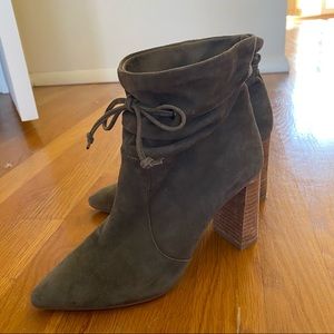 TAHARI olive green ankle booties